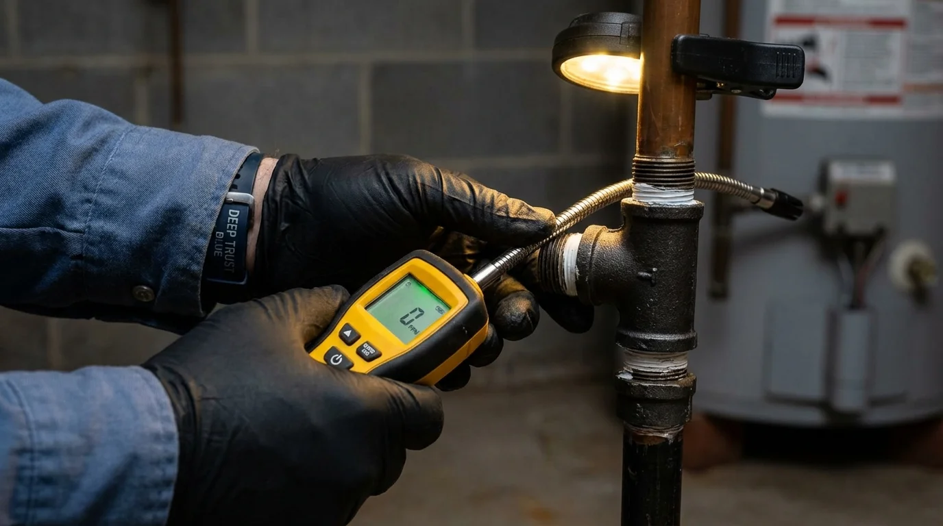 Gas leak detection with electronic sniffer by Johns Plumbing LLC in Smithfield